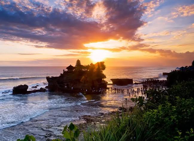 Sunset over Bali beach